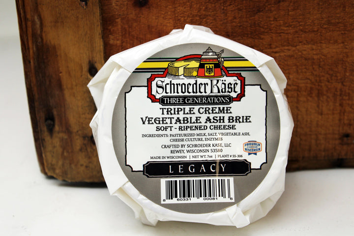 Schroeder Kase Triple Crème Vegetable Ash Brie Cheese Wheel